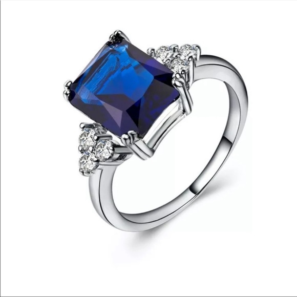 New Silver Blue Sapphire Ring - Picture 2 of 4
